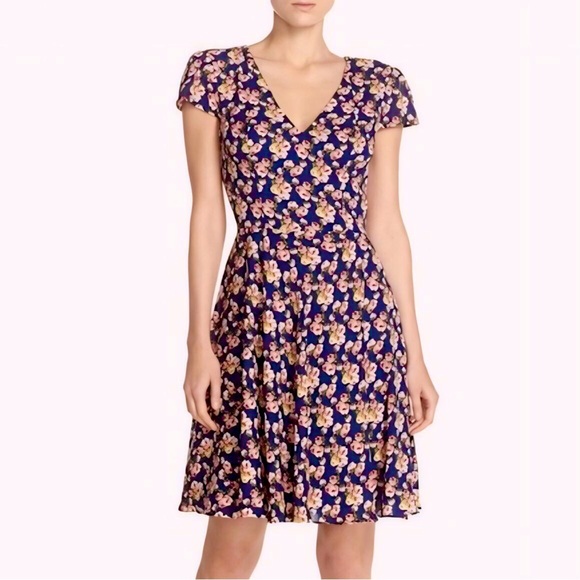 Betsey Johnson Floral Print Chiffon Fit & Flare Dress | 12 - Picture 2 of 7